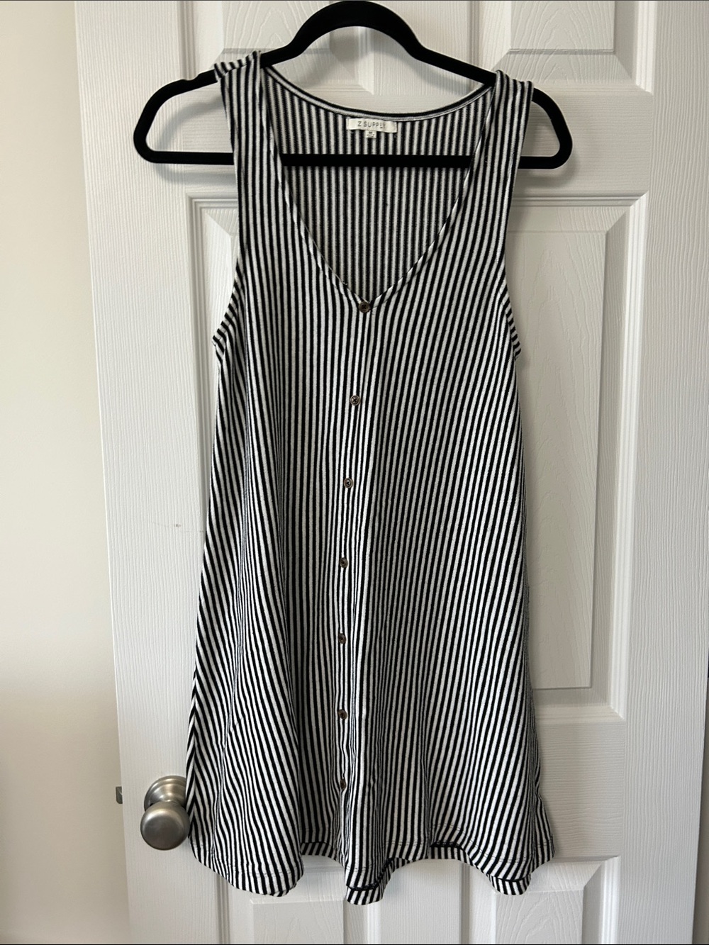 Z Supply Black & White Striped Button-Front Mini Dress